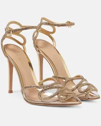 Gianvito Rossi Sandali in pelle e PVC con cristalli Oro