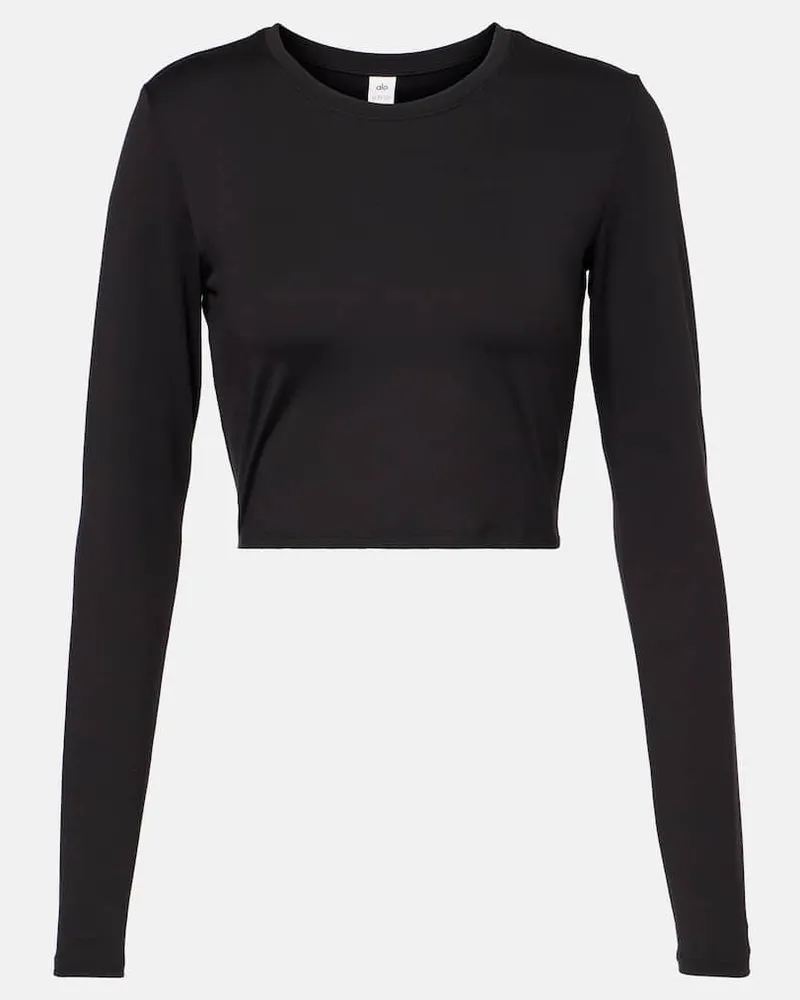 alo Top cropped Alosoft in tessuto tecnico Nero