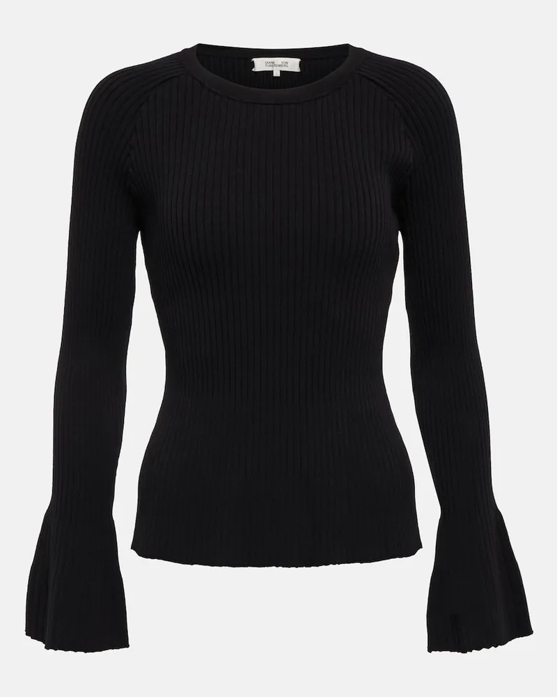 Diane von Furstenberg Pullover Tailey in maglia a coste Nero