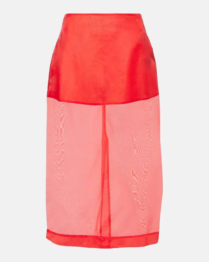 FRANKIE Shop Gonna midi Peri in misto seta Rosso