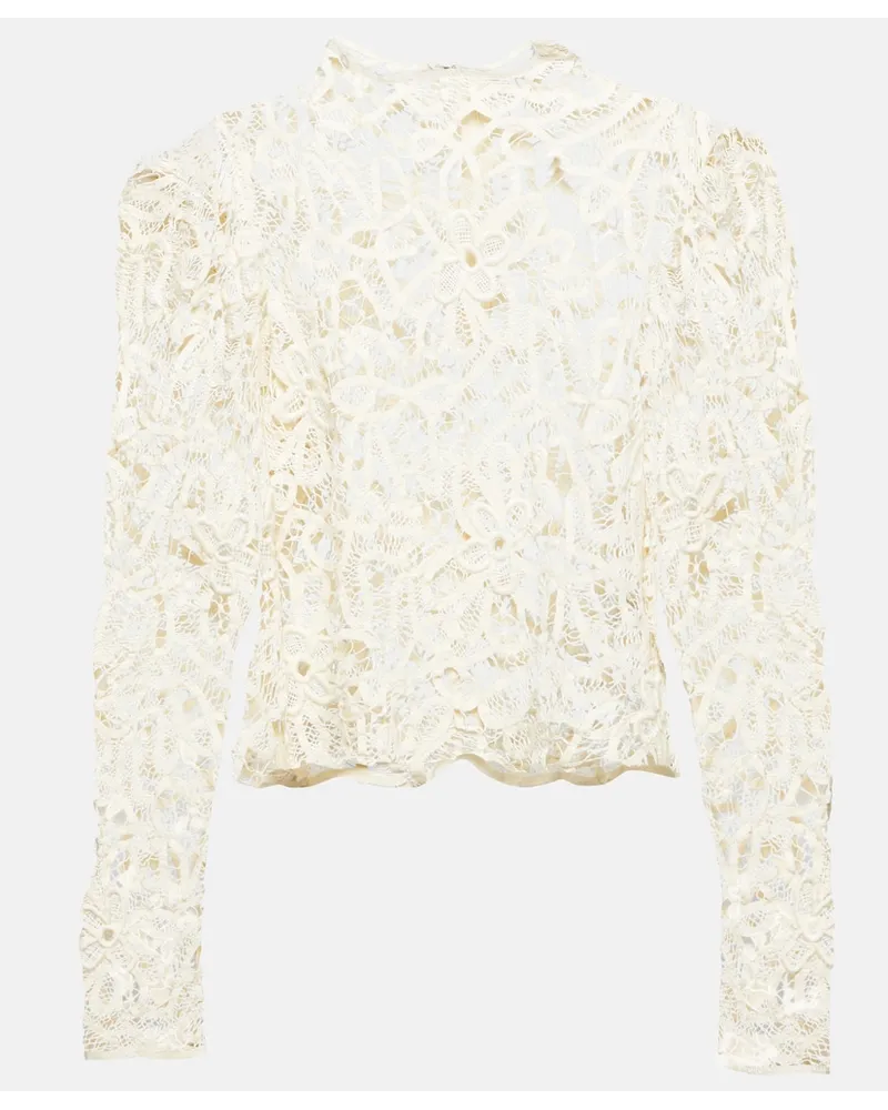 Isabel Marant Top Neline in cotone con ricamo Bianco