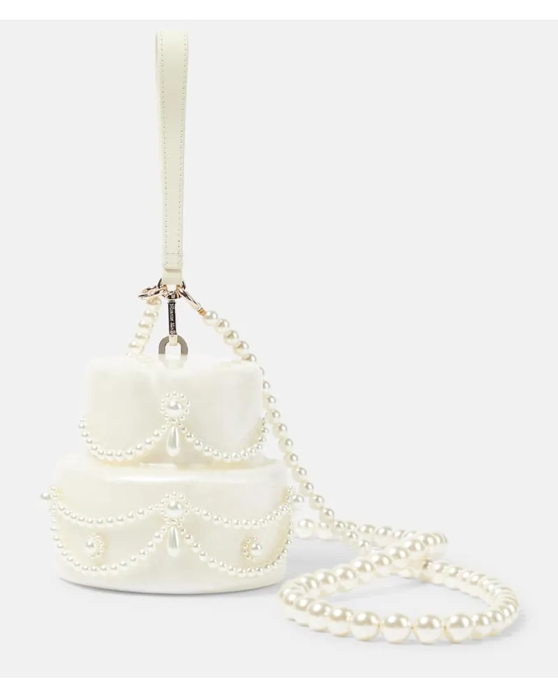 Simone Rocha Clutch Cake con perle bijoux Bianco