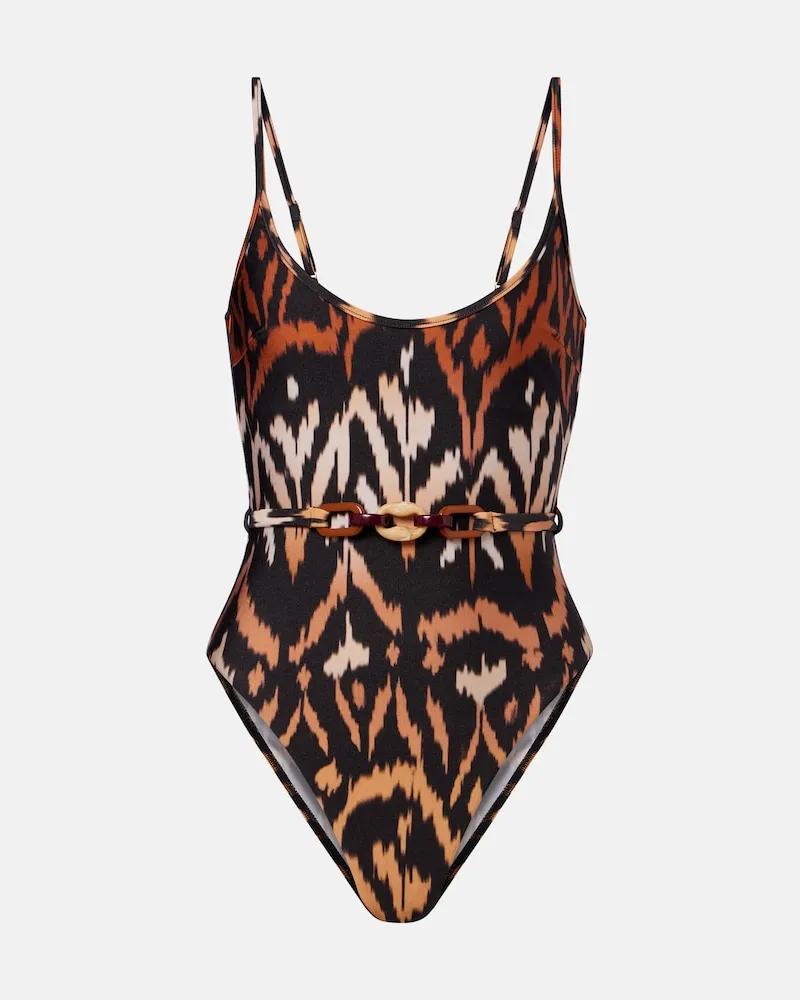 Zimmermann Costume intero Aster Scoop con stampa Marrone