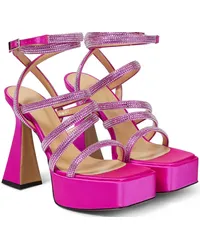 Mach & Mach Sandali Sydney in raso con plateau Rosa