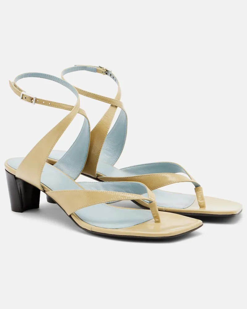 Christophe Lemaire Sandali Tong in pelle Bianco