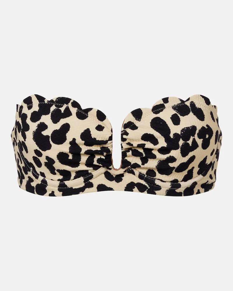 Marysia Top bikini Lisbon con stampa leopardata Beige