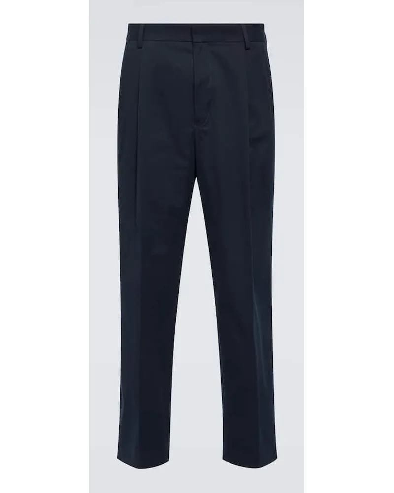 Dries van Noten Pantaloni regular in misto cotone Blu