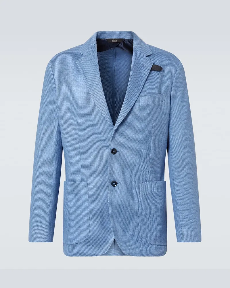 Brioni Blazer in jersey di seta e cotone Blu