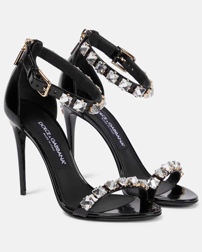 Dolce & Gabbana Sandali in vernice con cristalli Nero