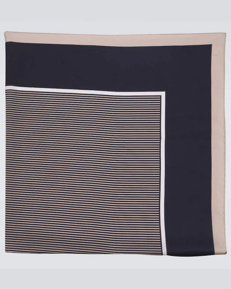 Saint Laurent Sciarpa Cassandre in charmeuse di seta Blu