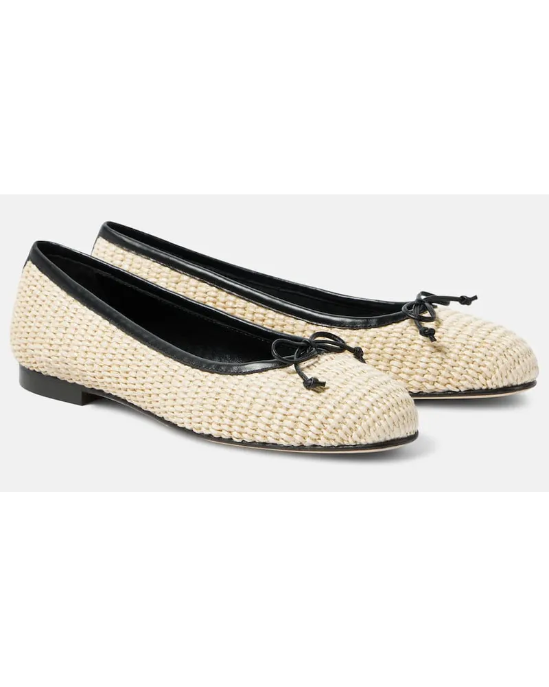 Manolo Blahnik Ballerine Veralli in rafia Beige