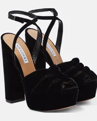 Aquazzura Sandali Mira in velluto con platform Nero