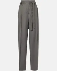 The Row Pantaloni regular Lonan in seta a vita alta Grigio