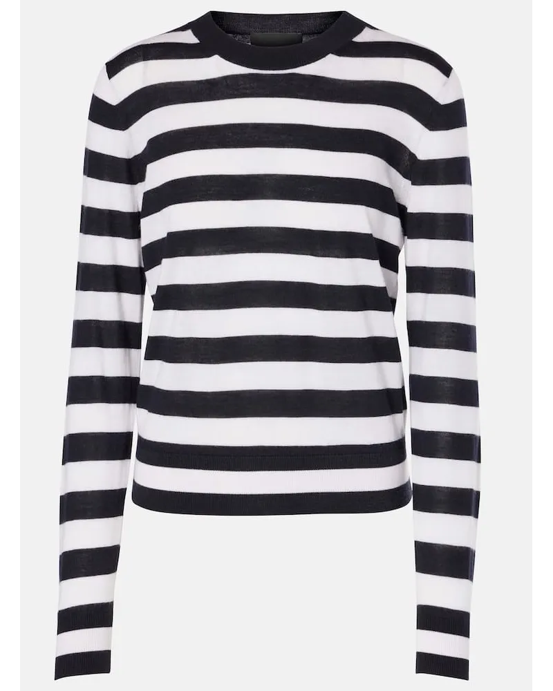 Nili Lotan Pullover Meir in lana e seta a righe Blu