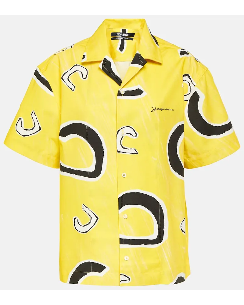 Jacquemus Camicia bowling Jean in cotone con stampa Giallo