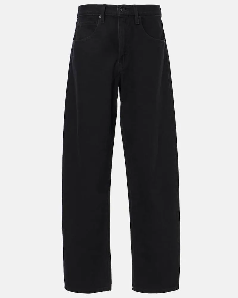 Frame Denim Jeans a gamba larga e vita bassa Nero