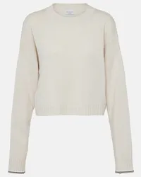 Brunello Cucinelli Pullover in lana, cashmere e seta Bianco