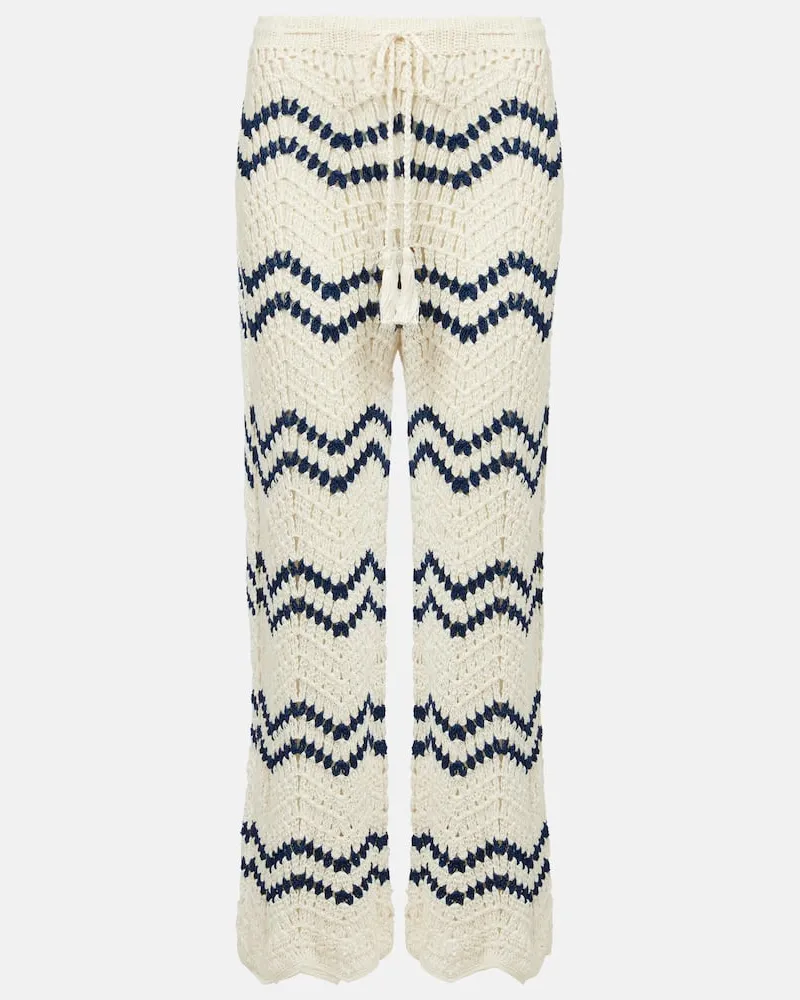 Anna Kosturova Pantaloni Nautical in crochet Bianco