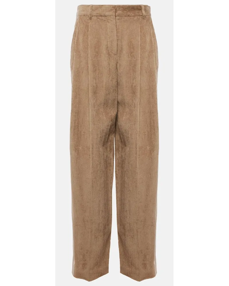 Brunello Cucinelli Pantaloni a gamba larga in velluto Marrone