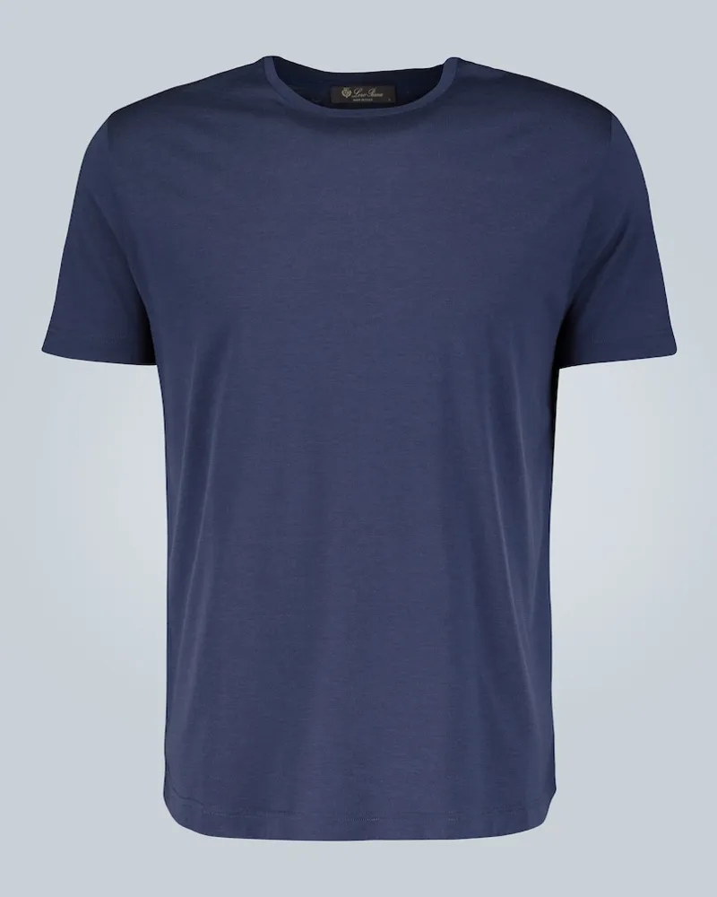 Loro Piana T-shirt in seta e cotone Blu