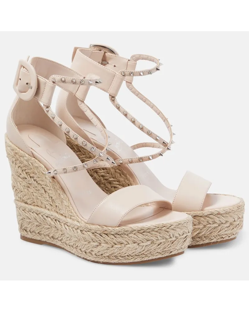 Christian Louboutin Sandali espadrillas Chocazeppa Spikes 120 in pelle con zeppa Neutro