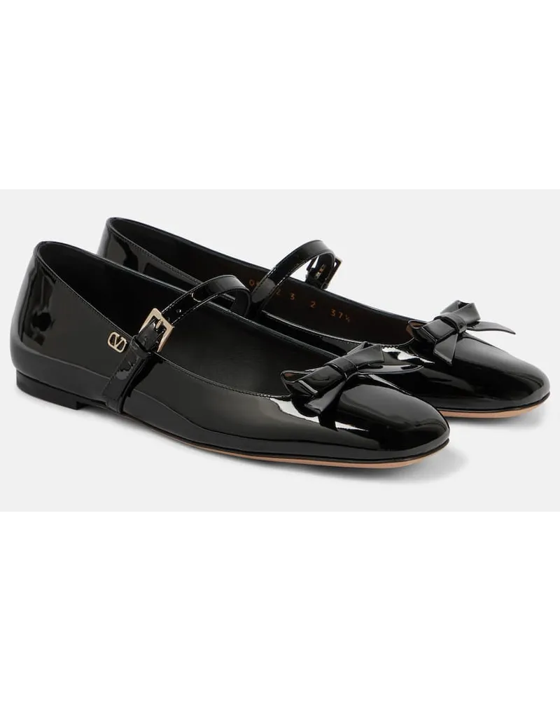 Valentino Garavani Ballerine Romance Bow in vernice Nero