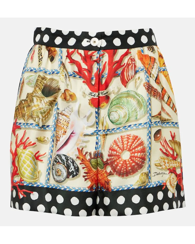 Dolce & Gabbana Shorts Capri in raso di seta con stampa Multicolore