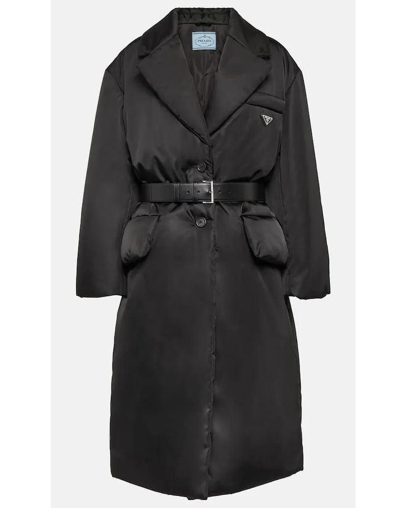 Prada Cappotto imbottito in gabardine Re-Nylon Nero