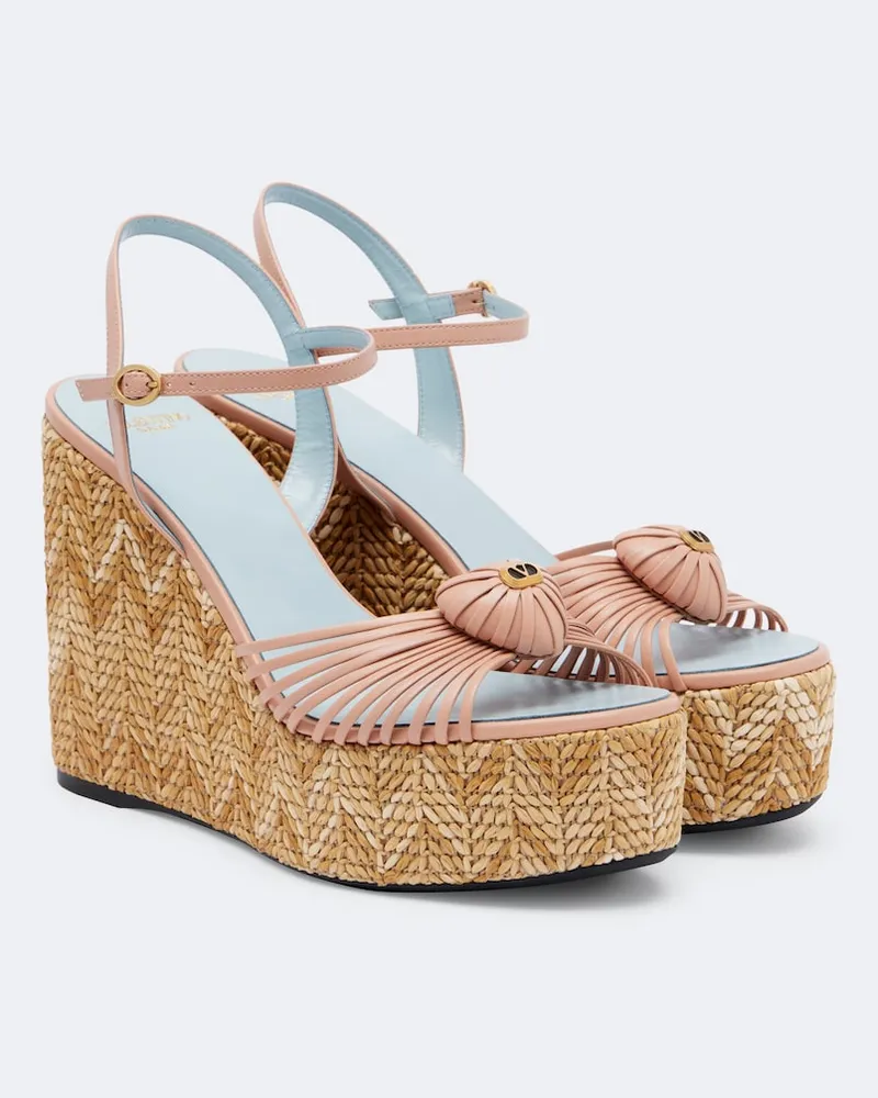 Valentino Garavani Espadrillas Cœur Royal in pelle con zeppa Rosa