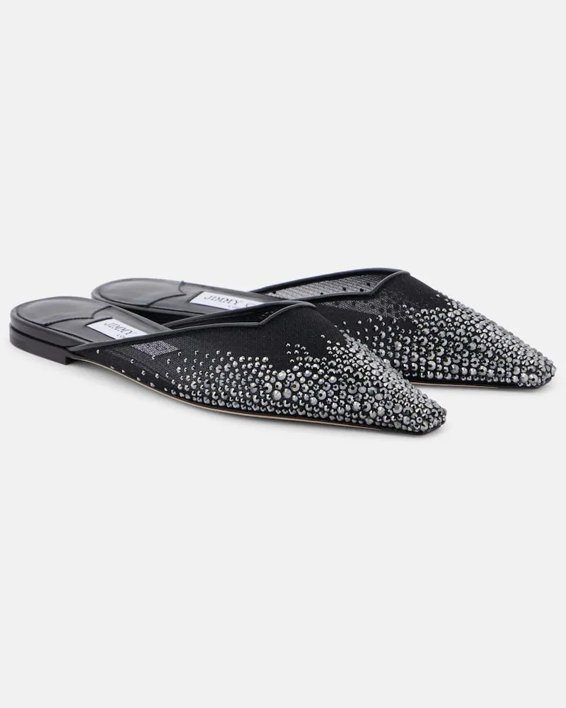 Jimmy Choo Mules Vivi in mesh con cristalli Nero
