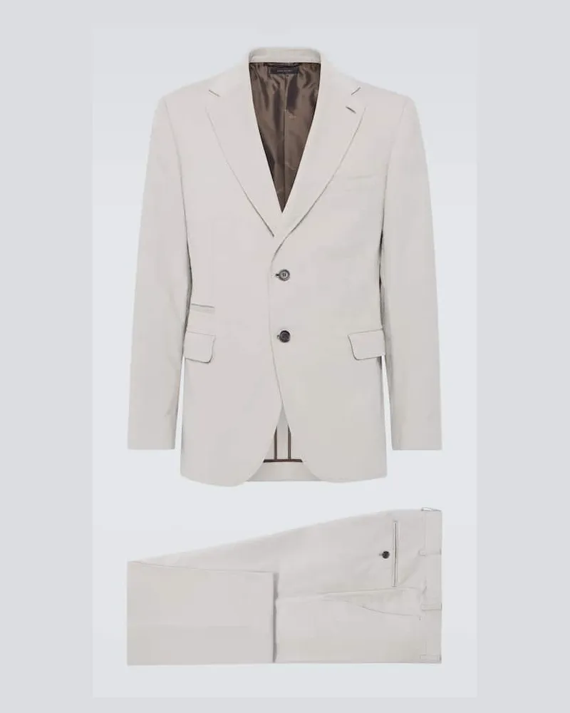Brioni Abito Trevi in velluto di cotone e cashmere a coste Beige