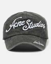 Acne Studios Cappello da baseball in cotone con logo Nero