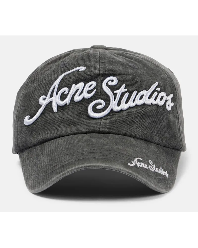 Acne Studios Cappello da baseball in cotone con logo Nero
