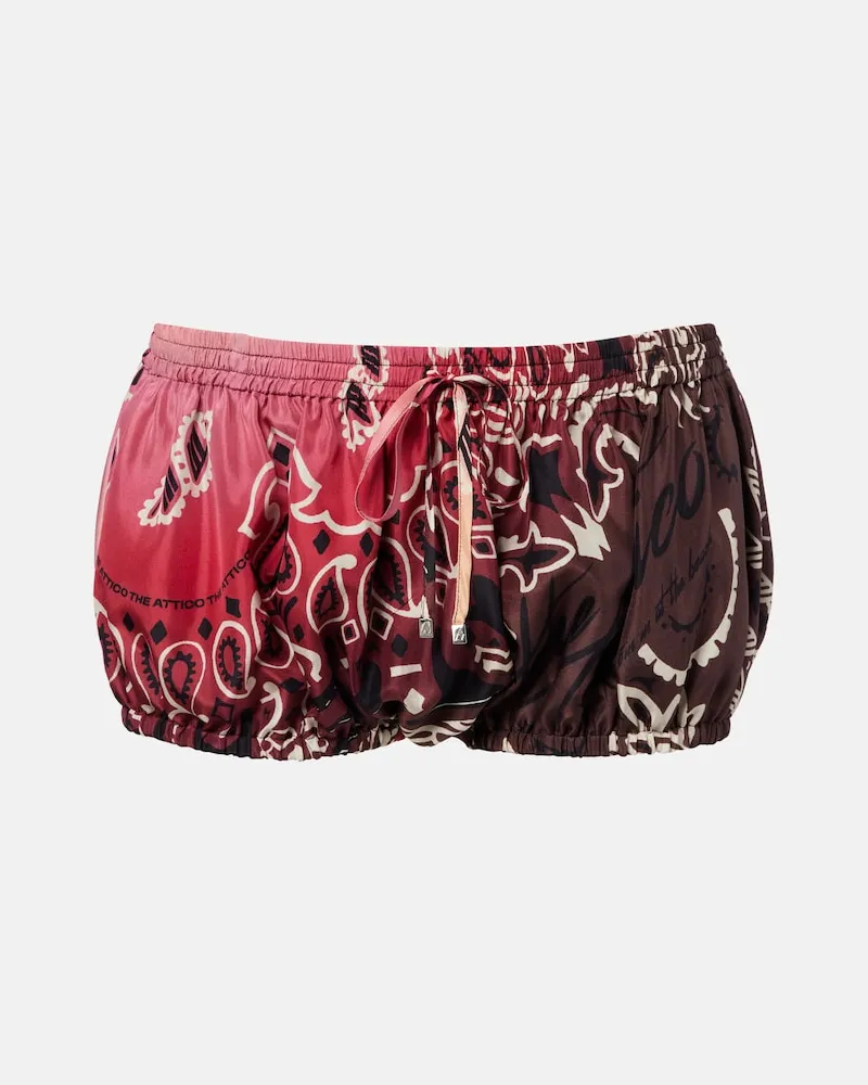 ATTICO Shorts in seta con stampa Multicolore
