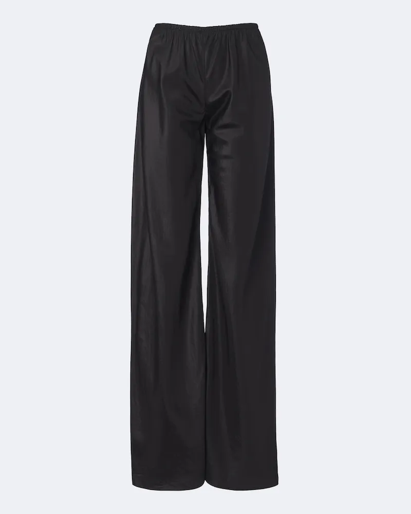 The Row Pantaloni Gala a gamba larga in seta Nero
