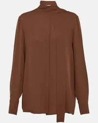 Valentino Garavani Blusa in georgette di seta Marrone