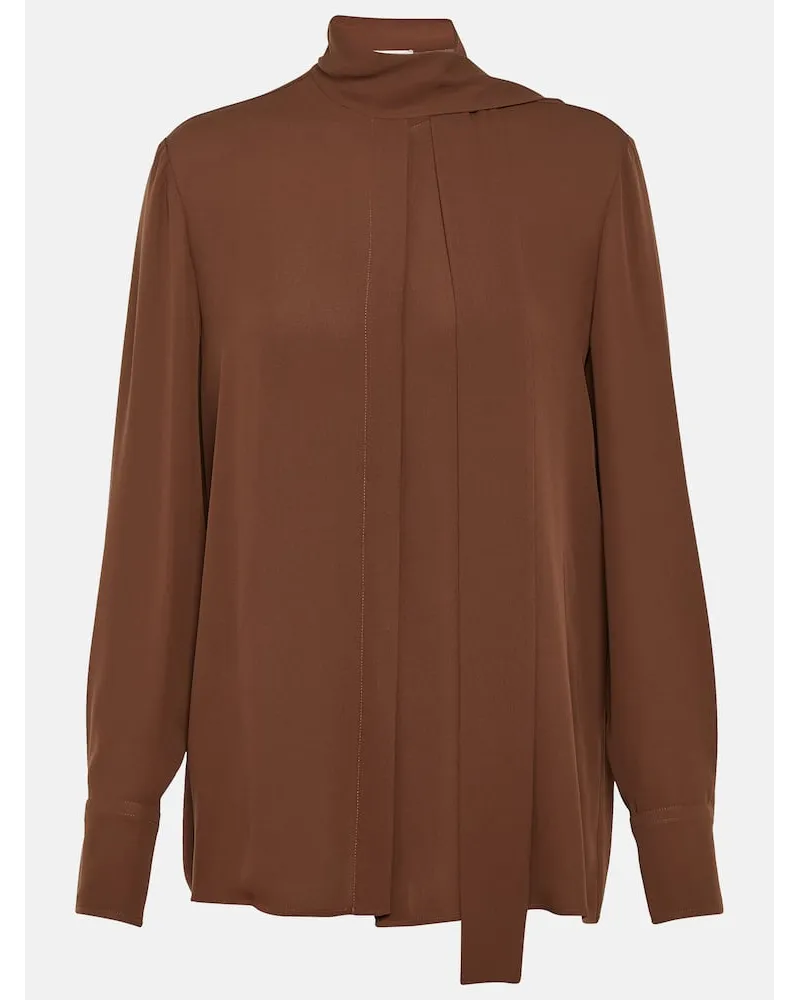 Valentino Garavani Blusa in georgette di seta Marrone
