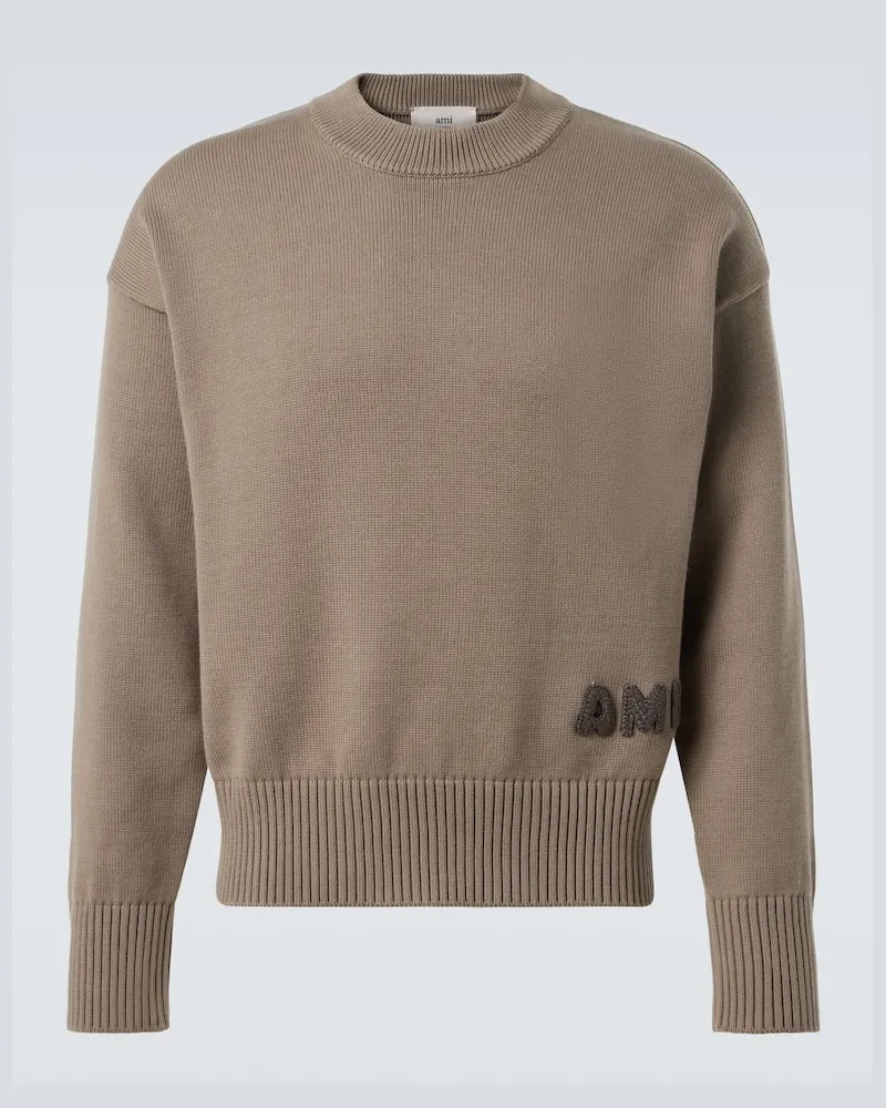 AMI Paris Pullover in cotone e lana Grigio