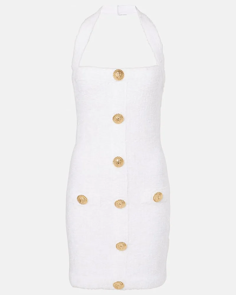 Balmain Abito corto con scollo all'americana Bianco
