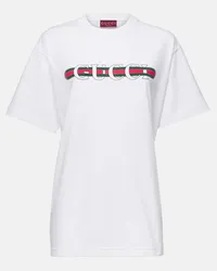 Gucci T-shirt in jersey di cotone con logo Bianco