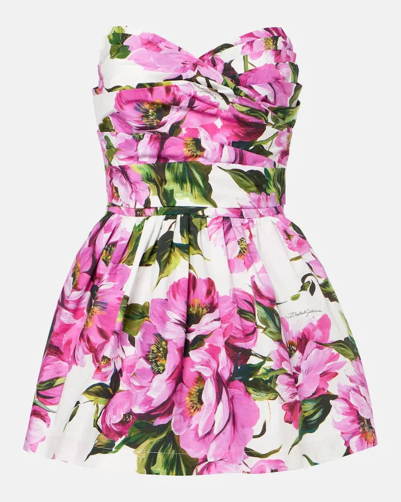 Dolce & Gabbana Abito corto in cotone con stampa floreale Multicolore