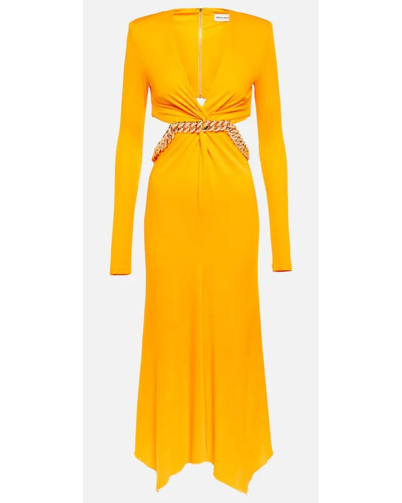 Rebecca Vallance Abito midi Phoenix in jersey con cut-out Giallo