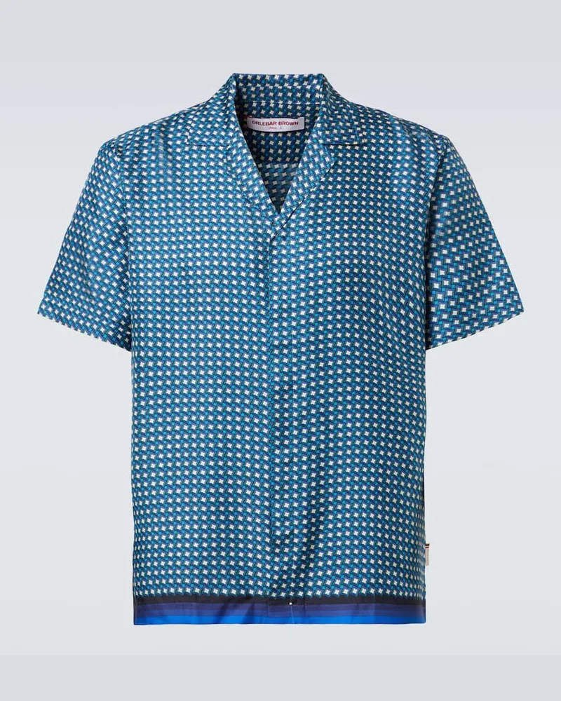 Orlebar Brown Camicia Maitan in seta con stampa Blu