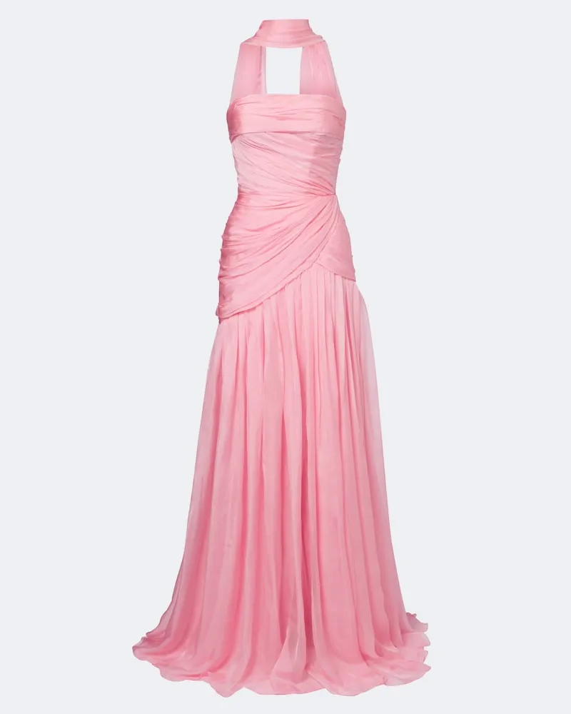 Monique Lhuillier Abito lungo in seta Rosa