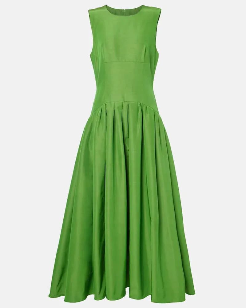 Carolina Herrera New York Abito lungo in misto cotone a pieghe Verde