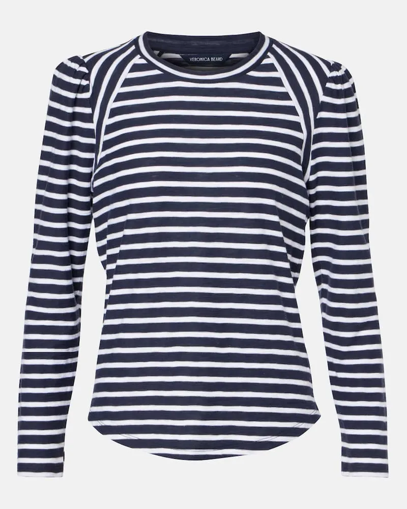 Veronica Beard Top in jersey di cotone a righe Blu