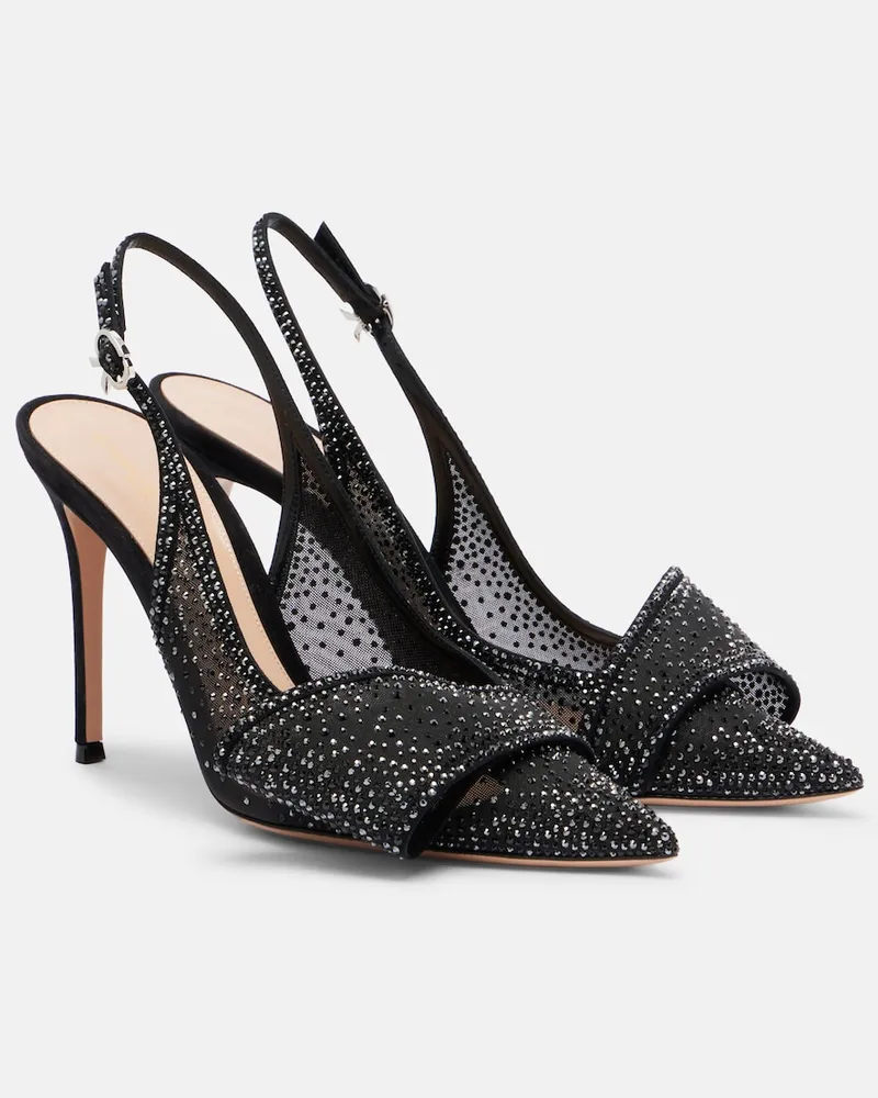 Gianvito Rossi Pumps slingback con cristalli Nero