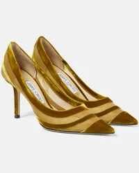 Jimmy Choo Pumps Love 85 con velluto Oro