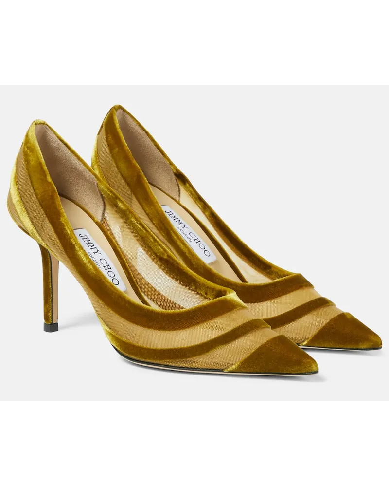 Jimmy Choo Pumps Love 85 con velluto Oro