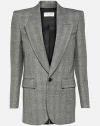 Saint Laurent Blazer in lana a quadri Grigio